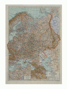 Mapa Ruska v Evropě, c1910.