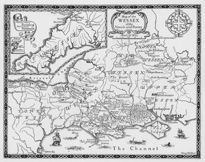 Mapa Wessexu románů a básní Thomase Hardyho (rytina)