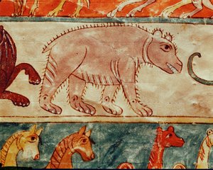Medvěd. Z MS Beatus en Apocalipsin od Emeterio the Monk and Nun