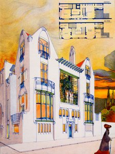 House Design, cca 1905-6 (akvarel a pero na papíře) od Emiel van Averbeke