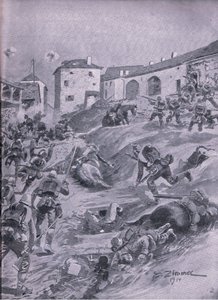 Aschaffenberg 2. bavorský lovecký prapor v Lagarde srpen 1914, z hospody Ilustrovaná historie světové války 1914-1915. od Union Berlagsefellfchaft od Emil (after) Limmer