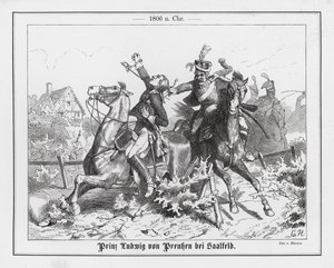 Smrt pruského prince Ludvíka Ferdinanda v bitvě u Saalfeldu od Emil Huenten