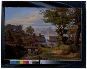 Italská krajina s Triumfem Silena od Emil Ludwig Löhr