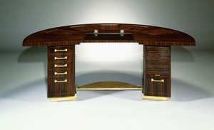 Pěkný a důležitý psací stůl, kolem roku 1929 (demi-lune design, ebene de Macassar a pozlacený bronz) od Émile Jacques Ruhlmann