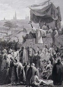 Preaching the Second Crusade, vyryl Alexandre Marie Colin (1798-1875) (rytina) od Emile (after) Signol