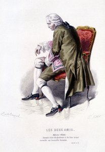 Kompletní dílo Beaumarchaise (1732-1799) od Edouarda Fourniera. kresba Emile Bayard. Ed. Laplace, Sanchez et Cie, Paříž 1876. Toto je otec Melac ve filmu „Dva přátelé“ od Emile Antoine Bayard