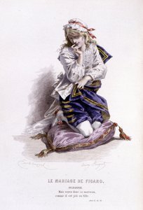 Kompletní dílo Beaumarchaise (1732-1799), Edouard Fournier, kresba Emile Bayard. Ed. Laplace, Sanchez et Cie, Paris 1876. Toto je Suzanne ve "Figarově svatbě". od Emile Antoine Bayard