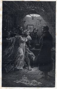 Monsieur Madeleine přichází na pomoc Fantine v době jeho zatčení Javertem - Ilustrace Emile Bayard (1837-1891) pro „“ Les mizerables – Premiere party: Fantine“ od Victora Huga (1802-1885) 1862 od Emile Antoine Bayard