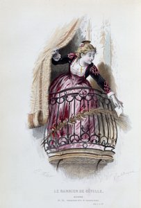 Rosine ve filmu Lazebník sevillský od Pierra Augustina Carona de Beaumarchais (1732-1799), kresby Emile Bayard (1837-1891) od Emile Antoine Bayard