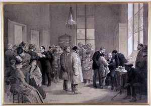 Scény očkování v laboratoři normální školy v roce 1886 (kresba) od Emile Antoine Bayard
