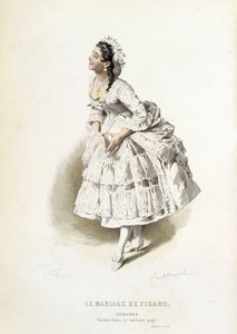 Suzanne ve Figarově svatbě“ - v „Kompletních dílech Beaumarchais“, kresby Emile Bayard, ed. Laplace Sanchez & cie, Paříž od Emile Antoine Bayard
