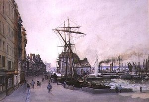 Nábřeží v Honfleuru (akvarel) od Emile Antoine Francois Herson