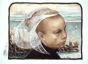 Hlava bretonské dívky od Emile Auguste Wery