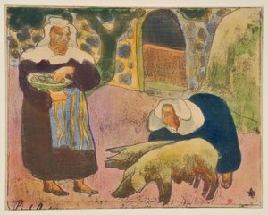 Bretonky krmící prasata od Emile Bernard