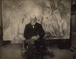 Paul Cézanne ve svém ateliéru v Les Lauves, 1904. od Emile Bernard