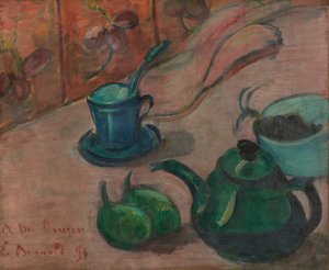 Zátiší s konvicí, šálkem a ovocem od Emile Bernard