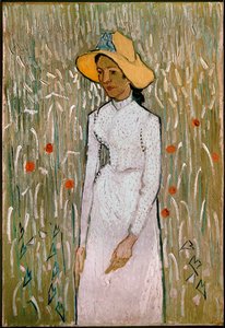 Žena na makovém poli od Emile Bernard