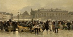 Trh před divadlem v Antverpách od Emile Claus