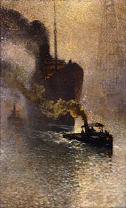 In Tow on the Thames in the Fog; Escorte sur la Tamise dans le Brouillard - Vzato ve vleku na Temži, 1918 od Emile Claus