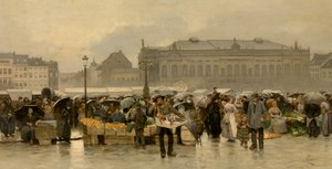 Trh před divadlem v Antverpách (olej na plátně) od Emile Claus