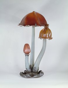Stolní lampa "Les Copin" z tepaného železa s trojitým překrytím skla od společnosti Galle od Emile Galle