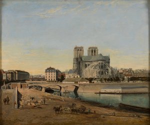 Apsida Notre-Dame, při pohledu z Quai de la Tournelle, 1860. od Emile Harrouart