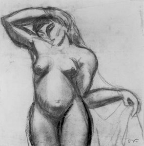 Figurální studie. Stojící žena en face s drapérie. od Emile Othon Friesz