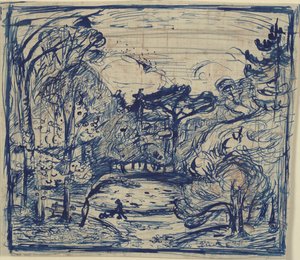 Skovinterieur med braendehugger. Côte de Grace, Honfleur. od Emile Othon Friesz