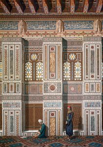 Interiér mešity Khosne Ahmed el-Bordeyny. Chromolitografie podle Emile Prisse d