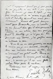Dopis od Zoly Edouardu Manetovi (1832-83) 1868 (pero a inkoust na papíře) od Emile Zola