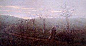 Návrat z lesa, Emilio Longoni (1859-1932), olej na plátně, 67x120 cm