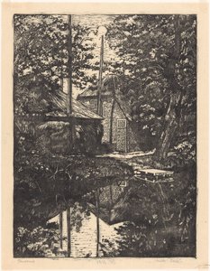 Farma a stodola na seno na vodě od Emilius Wilhelmus Dehé (signed by artist)