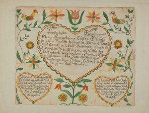 Fraktur - Rodný a křestní list od Emma M. Krumrine