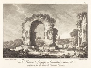 Pohled na ruiny a fragmenty starověké stavby...starověké Capuy od Emmanuel Jean Nepomucène de Ghendt after Claude Louis Châtelet