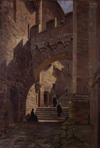Mont Saint-Michel, opevněná brána v opatství, 1881 od Emmanuel Lansyer