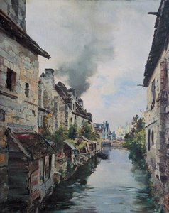 Beaulieu Canal, pohled na most na silnici z Loches do Beaulieu. 1891 (olej na plátně) od Emmanuel Lansyer