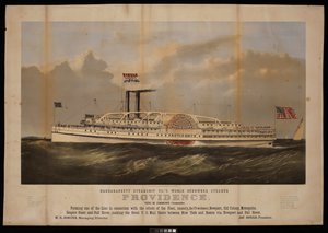 Světoznámý parník Providence Benj M Simmons společnosti Narragansett Steamship Co. Commander... (litografie) od Endicott Endicott