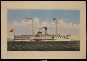 S.S. Villa Clara s výhledem na New York (litografie, kolorovaná) od Endicott Endicott