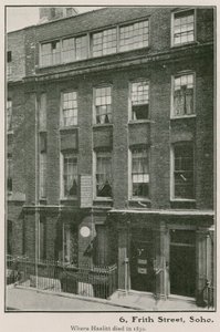 6 Frith Street, Soho, kde Haziltt zemřel v roce 1830 od English Photographer