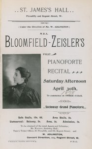 Reklama na koncert Fannie Bloomfield-Zeisler od English Photographer