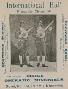 Reklama na slavné Bohee Operatic Minstrels od English Photographer