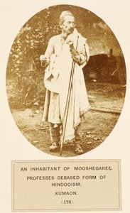 Obyvatel Mooshegaree, vyznává poníženou formu hinduismu, Kumaon, z The People of India, od J. Forbese Watsona, vydáno 1868 (tisk alba) od English Photographer