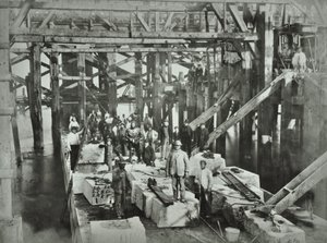 Blackfriars Bridge: stavební dělníci, 1869 od English Photographer