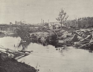Burnley Bridge, přes Yarra, po povodních v červenci 1891 od English Photographer
