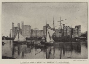 Hrad Carnarvon, z Harbour, Carnarvonshire od English Photographer