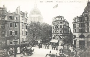 Cheapside a hřbitov St Pauls od English Photographer