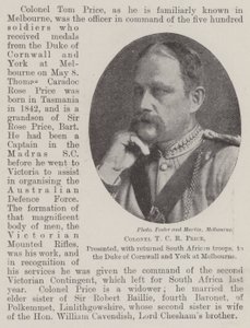 Plukovník T C R Price byl s navrácenými jihoafrickými jednotkami předložen vévodovi z Cornwallu a Yorku v Melbourne od English Photographer
