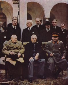 konference spojeneckých vůdců Winstona Churchilla, Franklina D. Roosevelta a Josepha Stalina na Jaltě na Krymu; SSSR, druhá světová válka, 7. února 1945 od English Photographer