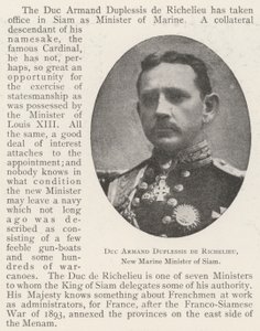 Vévoda Armand Duplessis de Richelieu, nový ministr námořní pěchoty Siamu od English Photographer