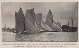 Jedenáct tonnerů začínajících v Pevných kotvištích, se sklopenými rameny, na Oulton Broad od English Photographer